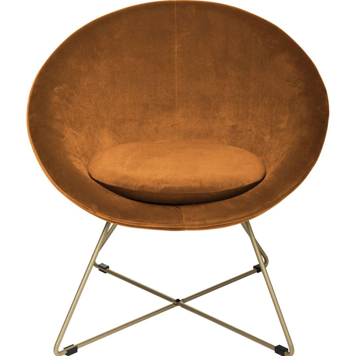 ATMOSPHERA Fauteuil de salon en velours Evan - Ocre