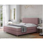 BEST MOBILIER Rafaela - lit boxspring - 140x200 - coffres et surmatelas inclus - en velours. Coloris disponibles : Rose, Beige, Gris, Vert, Bleu