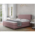 BEST MOBILIER Rafaela - lit boxspring - 140x200 - coffres et surmatelas inclus - en velours. Coloris disponibles : Beige