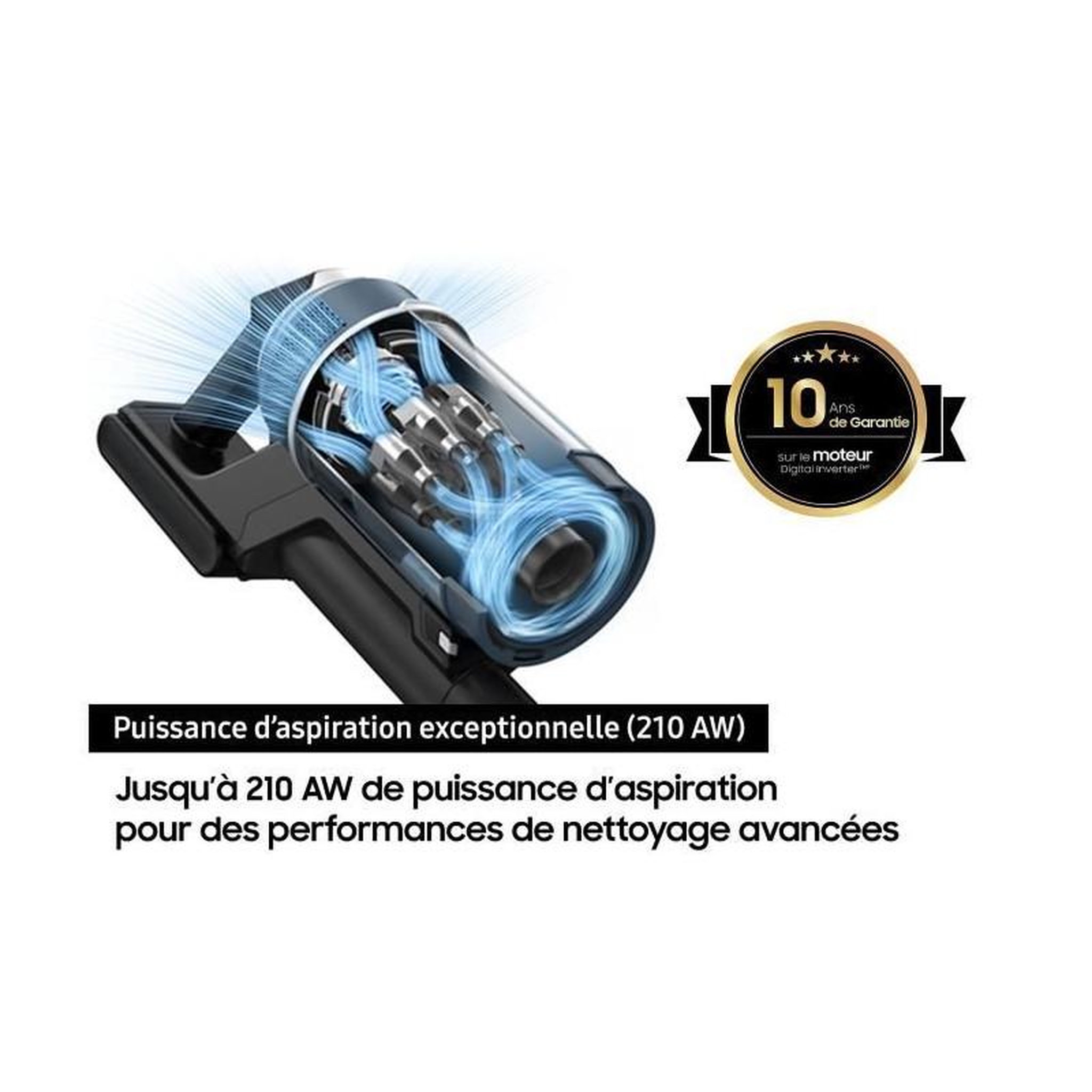 Voir la diapositive 4 : Samsung Aspirateur balai sans fil 25.2v 580w blanc - vs20b95823w