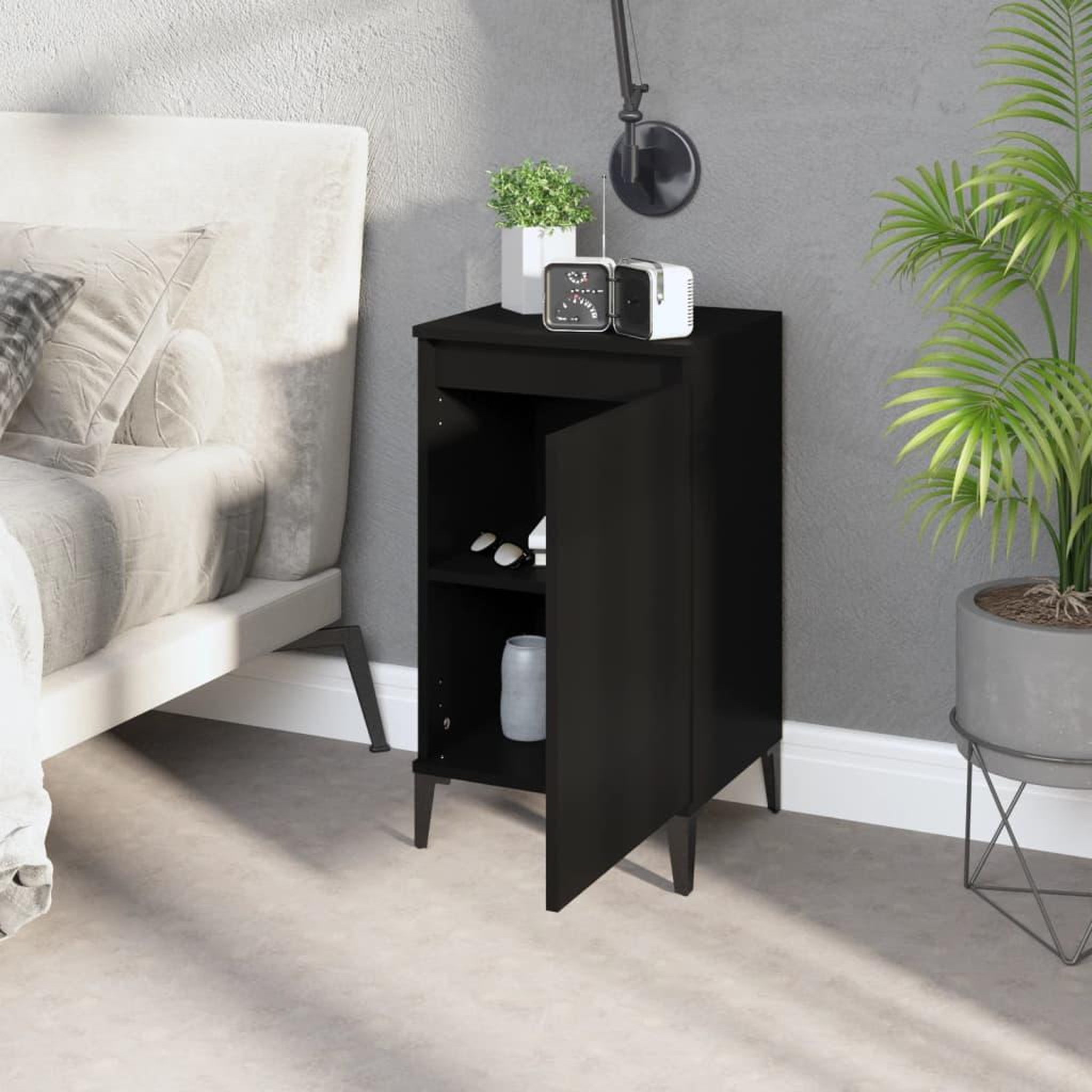 Voir la diapositive 3 : VIDAXL Table de chevet noir 40x35x70 cm bois d'ingenierie