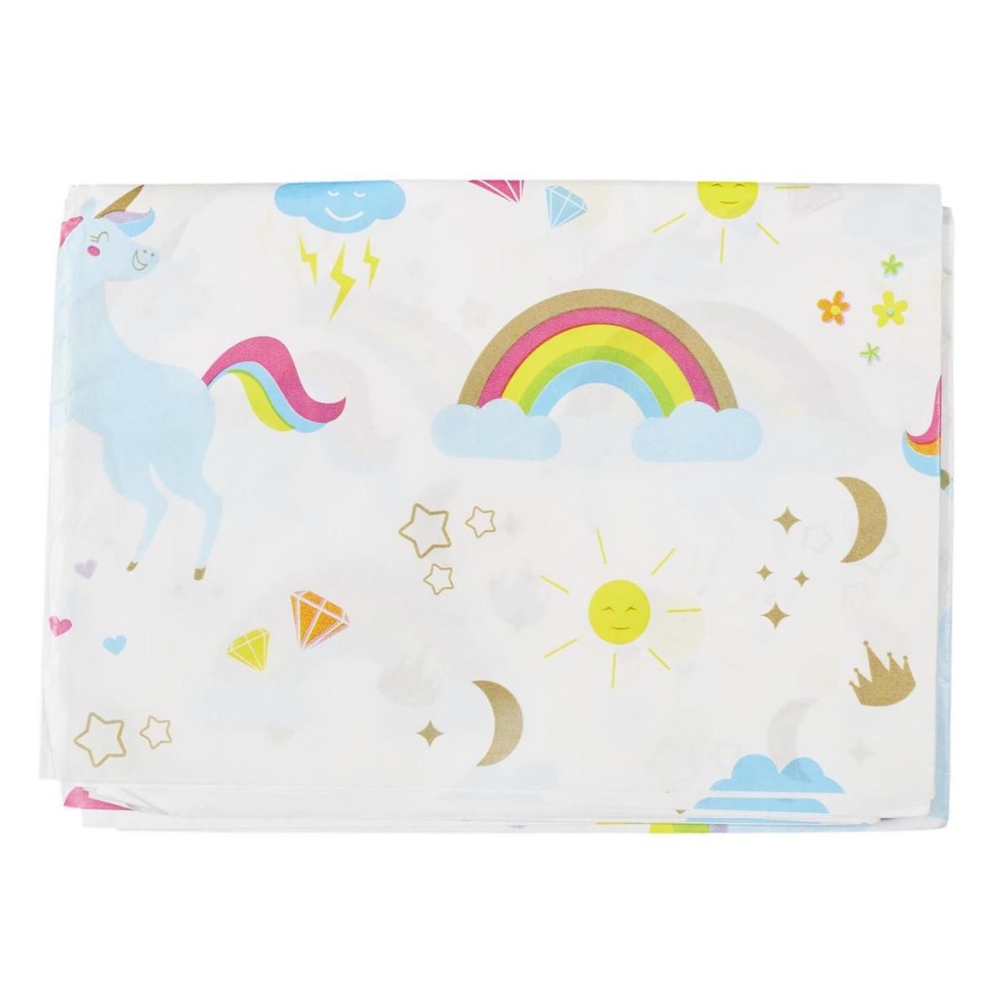 PARTY TIME Nappe en papier  licorne  137x183cm blanc