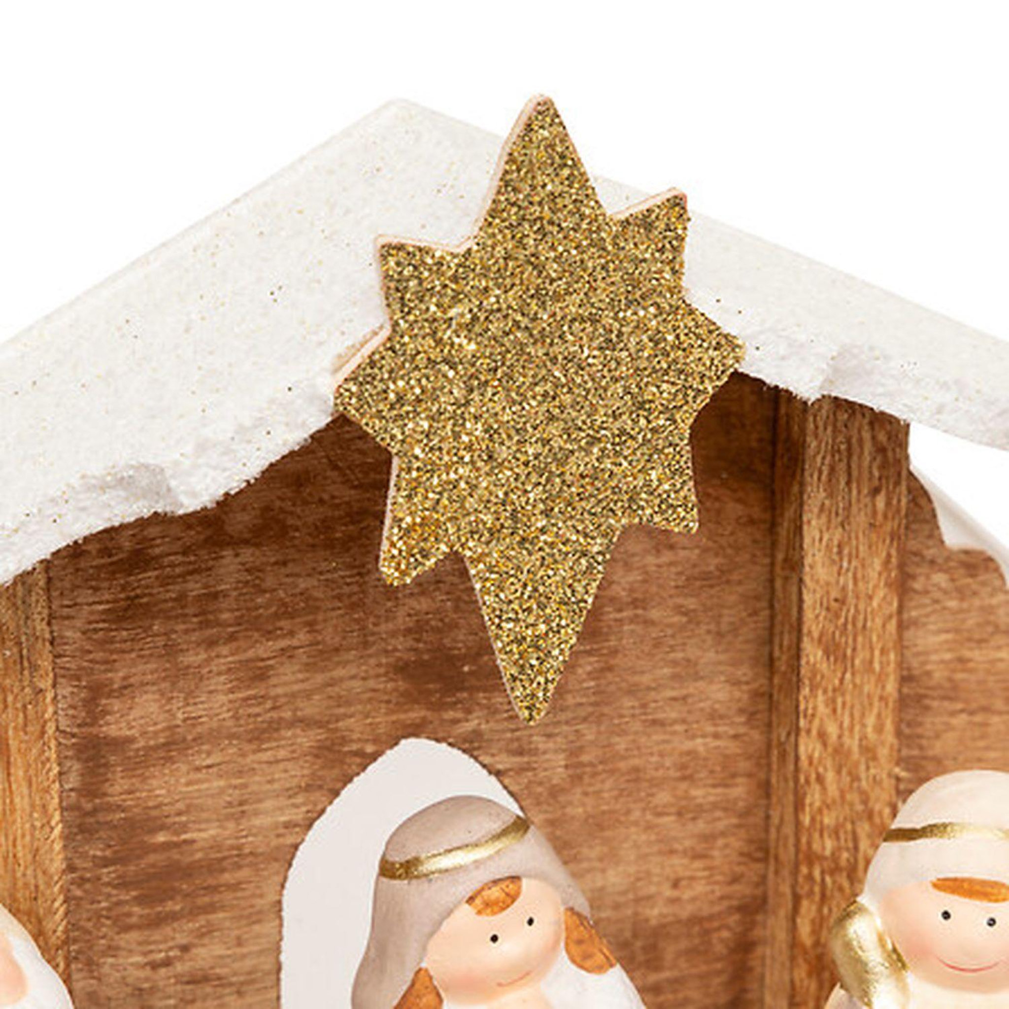 Voir la diapositive 3 : FEERIC LIGHT & CHRISTMAS Crèche de noël 7 santons en grès et bois