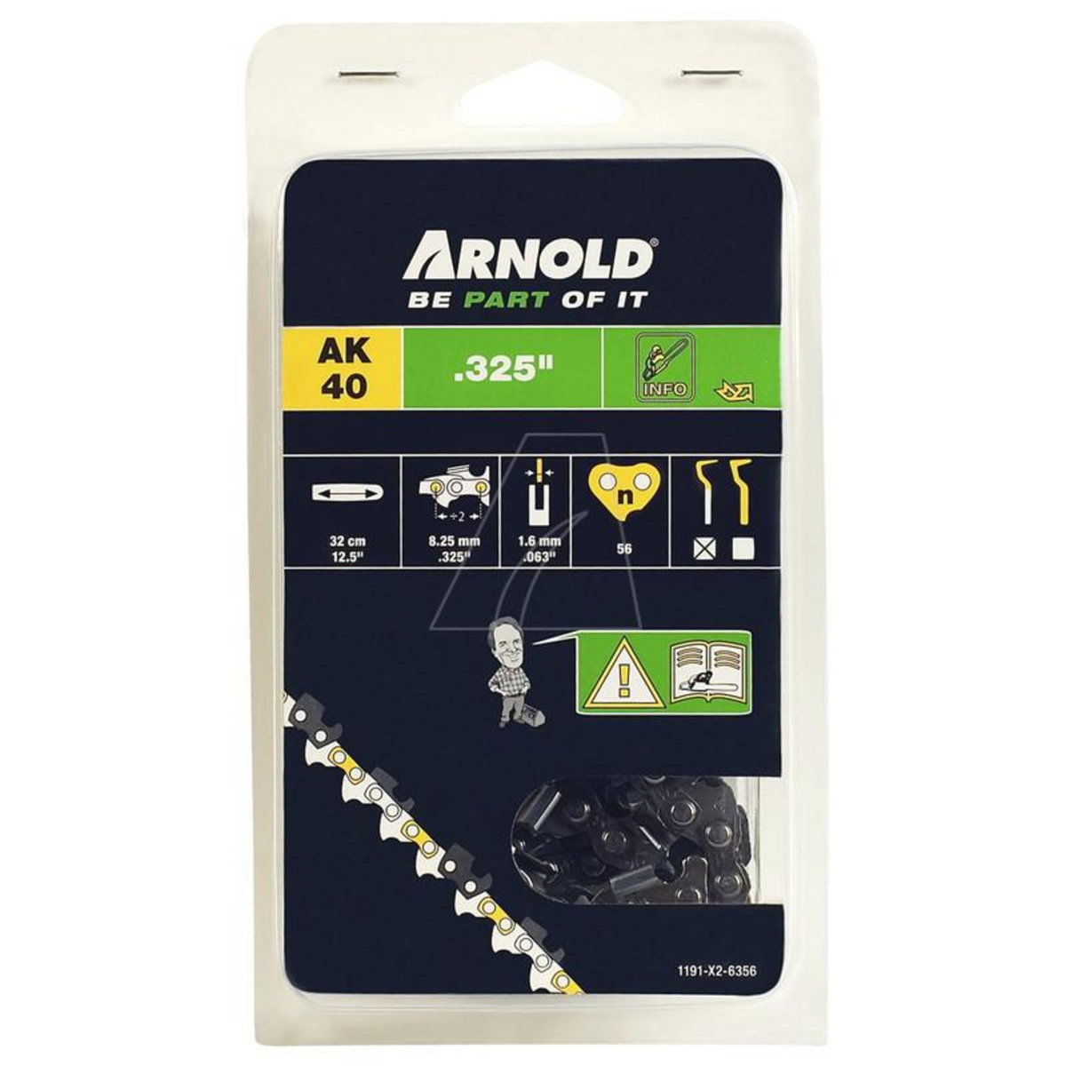 ARNOLD Chaîne de tronçonneuse 325 /1,6 mm - 56 maillons d'entraîneurs - gouges demi-rondes
