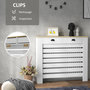 Voir la diapositive 5 : HOMCOM Cache-radiateur design panneau avec tiroirs - grille d'aération horizontale à lattes - dim. 111L x 19l x 95H cm - MDF effet bois clair blanc