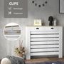 Voir la diapositive 5 : HOMCOM Cache-radiateur design panneau avec tiroirs - grille d'aération horizontale à lattes - dim. 111L x 19l x 95H cm - MDF effet bois clair blanc