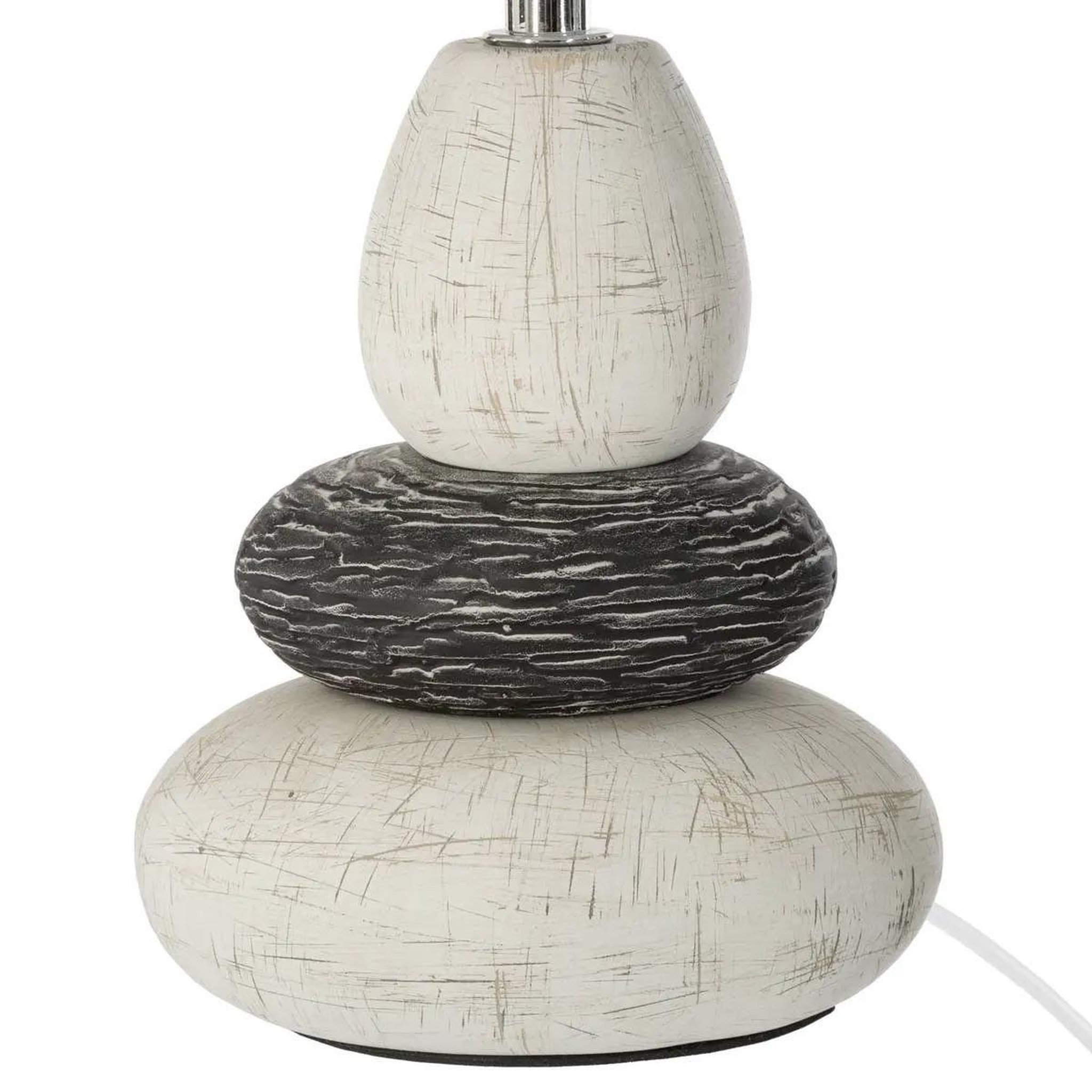 Voir la diapositive 2 : ATMOSPHERA Lampe à poser  galets  33cm ivoire