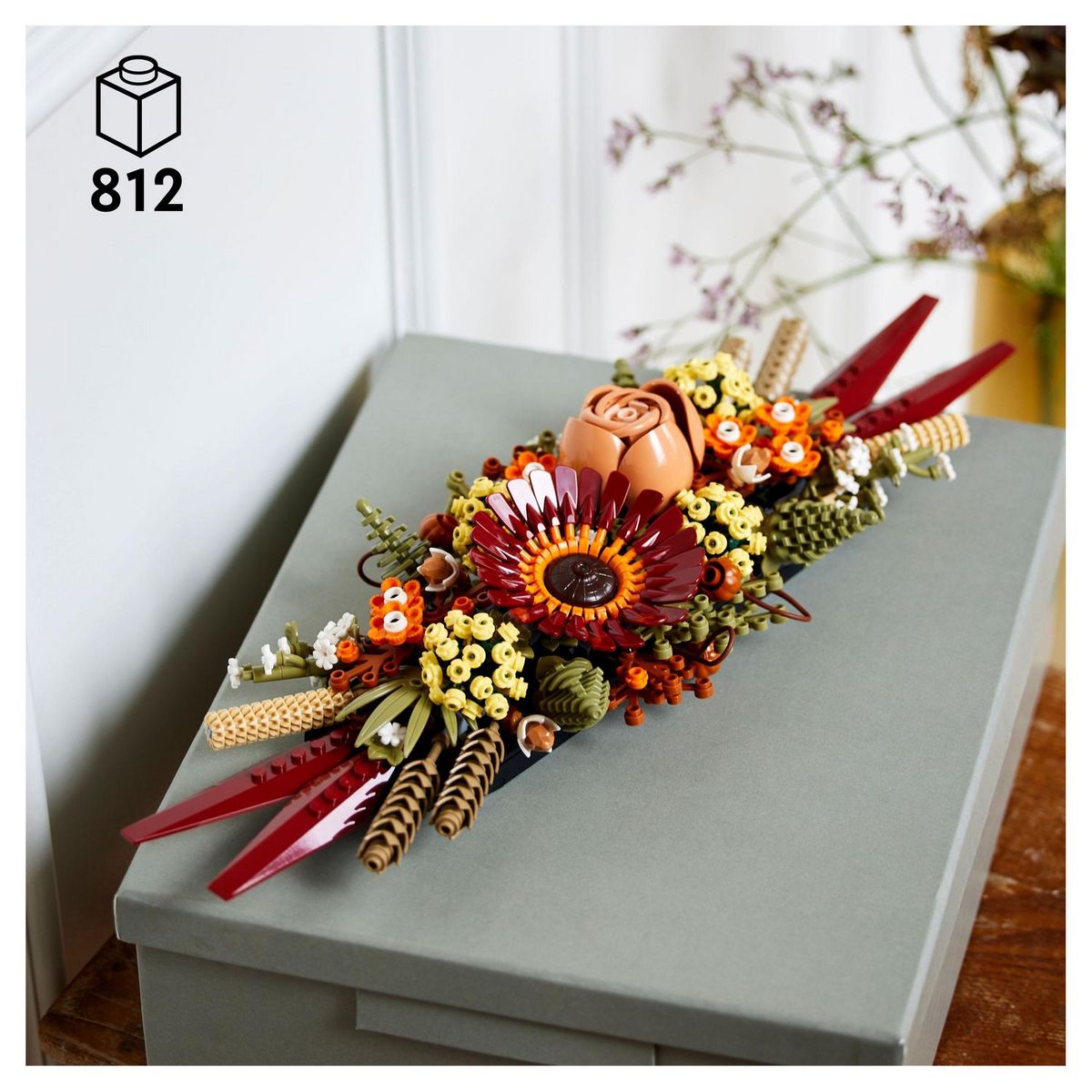 LEGO Icons 10314 Le centre de table Fleurs séchées, Plantes Artificielles avec Rose et Gerbera, Décoration de Maison, Botanical Collection, Cadeau pour Adultes, édition 2023