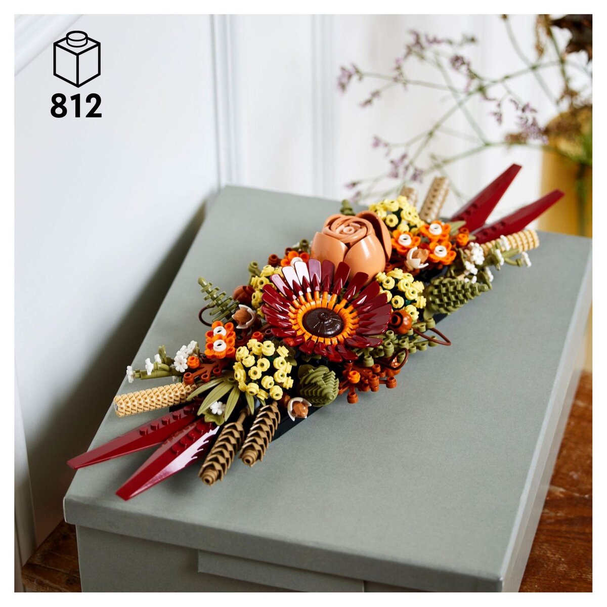 LEGO Icons 10314 Le centre de table Fleurs séchées, Plantes Artificielles avec Rose et Gerbera, Décoration de Maison, Botanical Collection, Cadeau pour Adultes, édition 2023