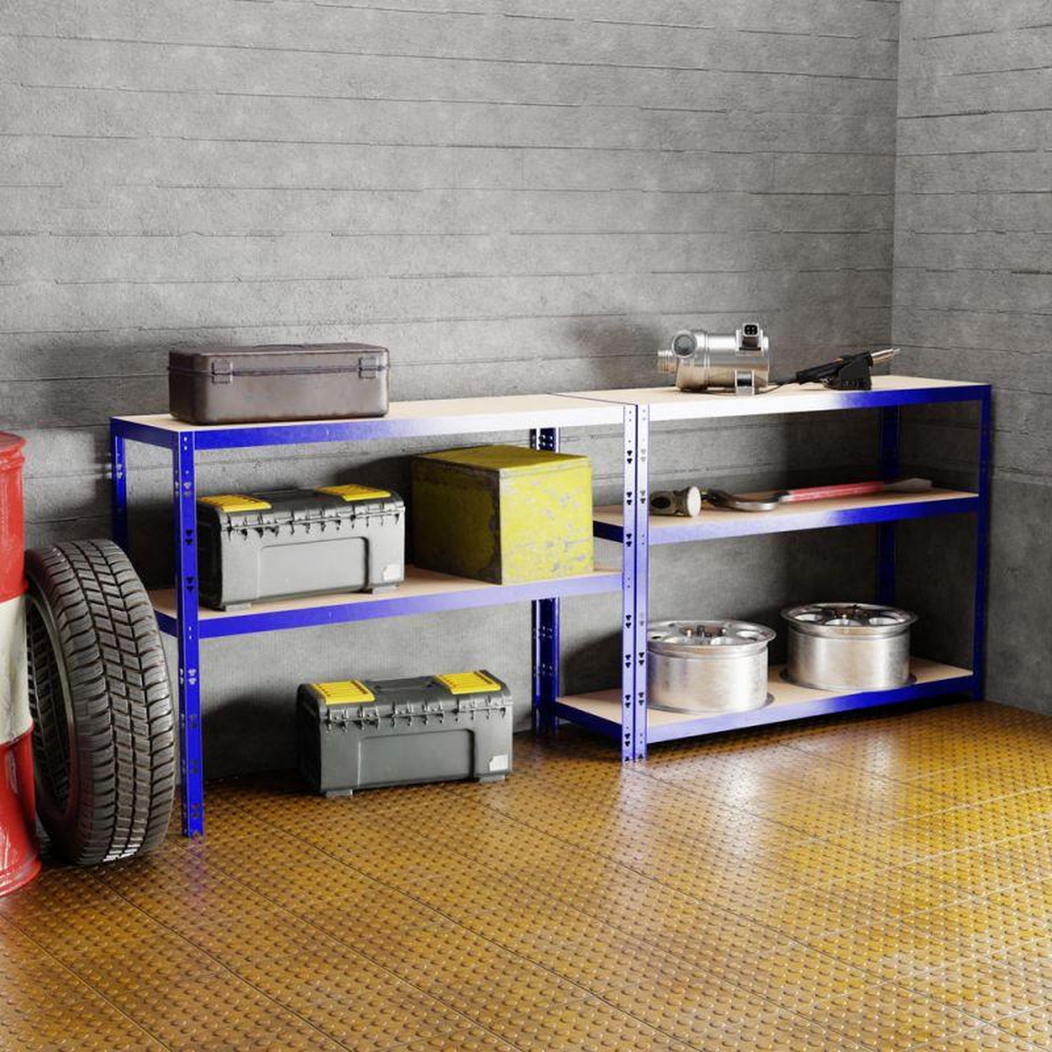 Voir la diapositive 4 : EUROSPEN Etagère de rangement modulable et polyvalente pour atelier, garage, cave... Charge Lourde max 875kg -180x120x40cm - Bleu