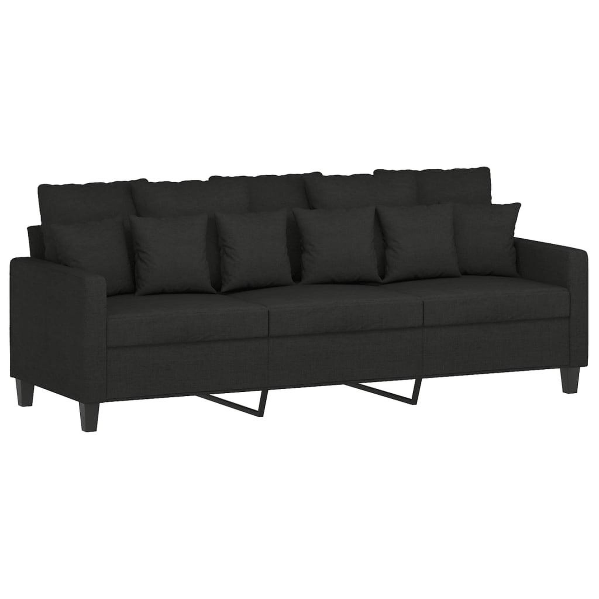 Voir la diapositive 4 : VIDAXL Ensemble de canapes 3 pcs avec coussins Noir Tissu