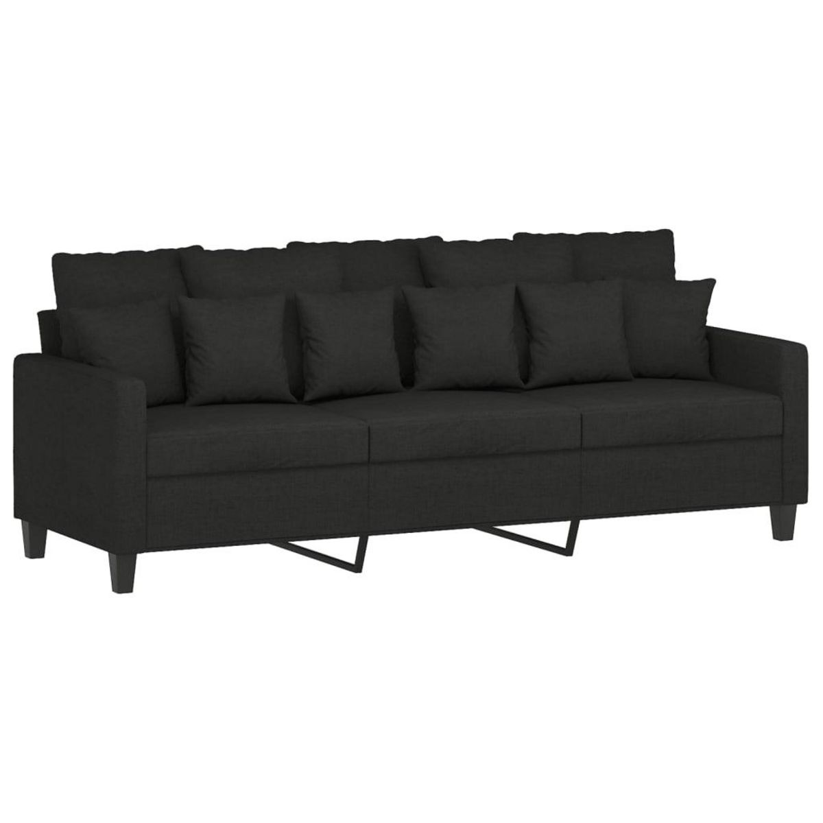 VIDAXL Ensemble de canapes 3 pcs avec coussins Noir Tissu