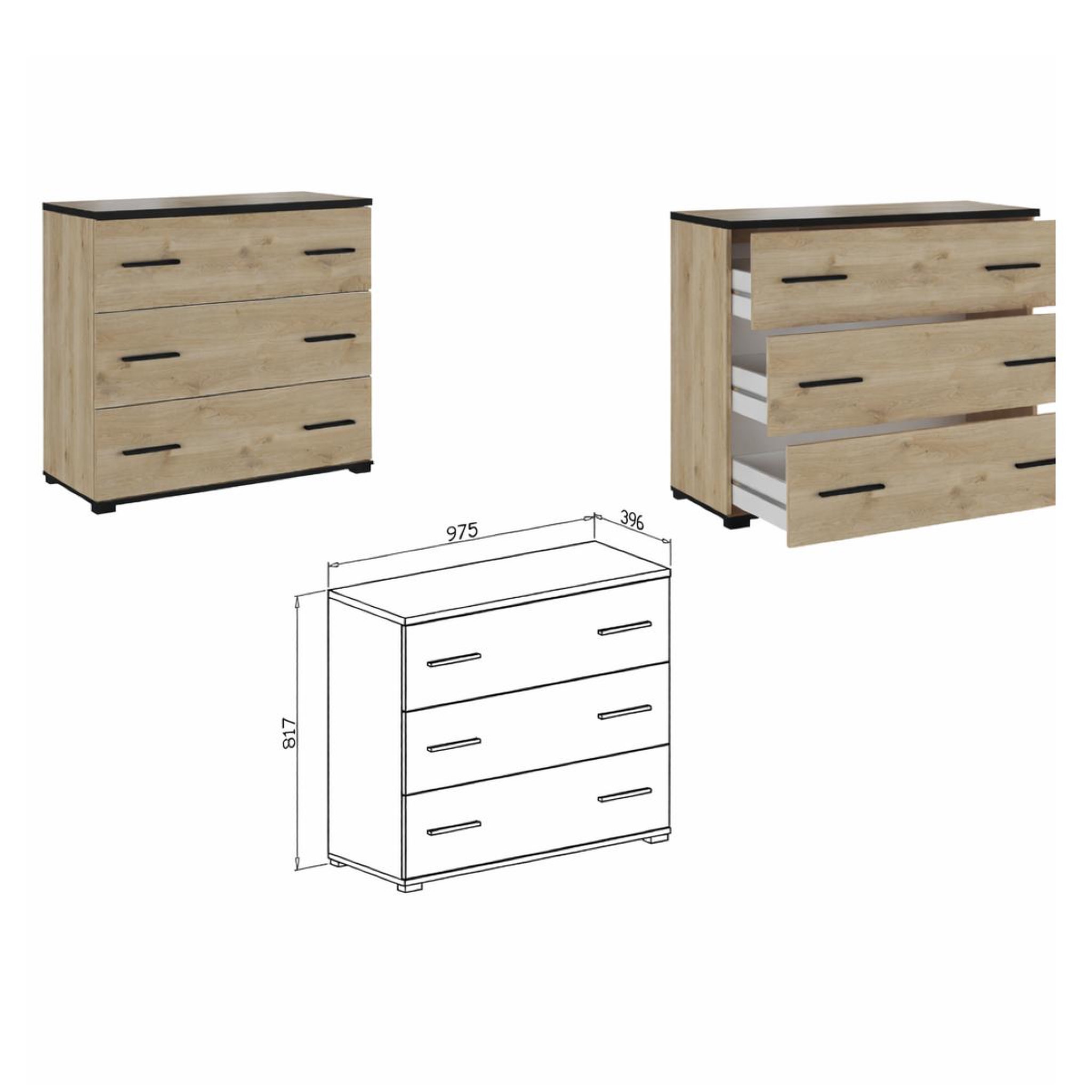 Voir la diapositive 4 : JLC KREATION Commode moderne en bois avec tiroirs AMELIA