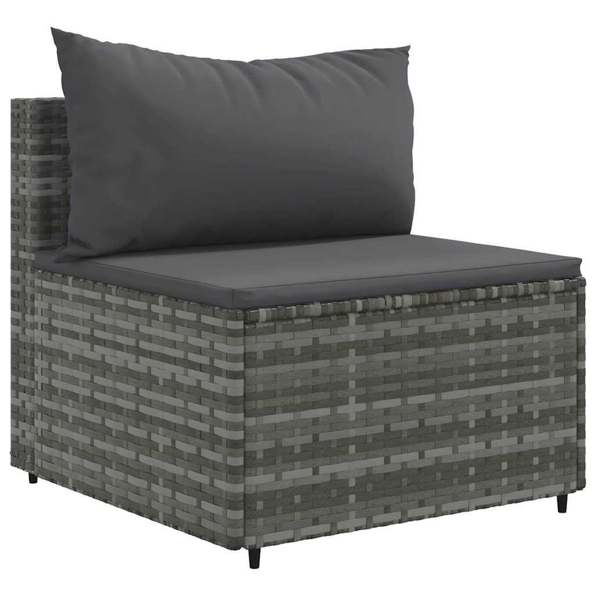 Voir la diapositive 4 : VIDAXL Salon de jardin 9 pcs avec coussins Gris Resine tressee