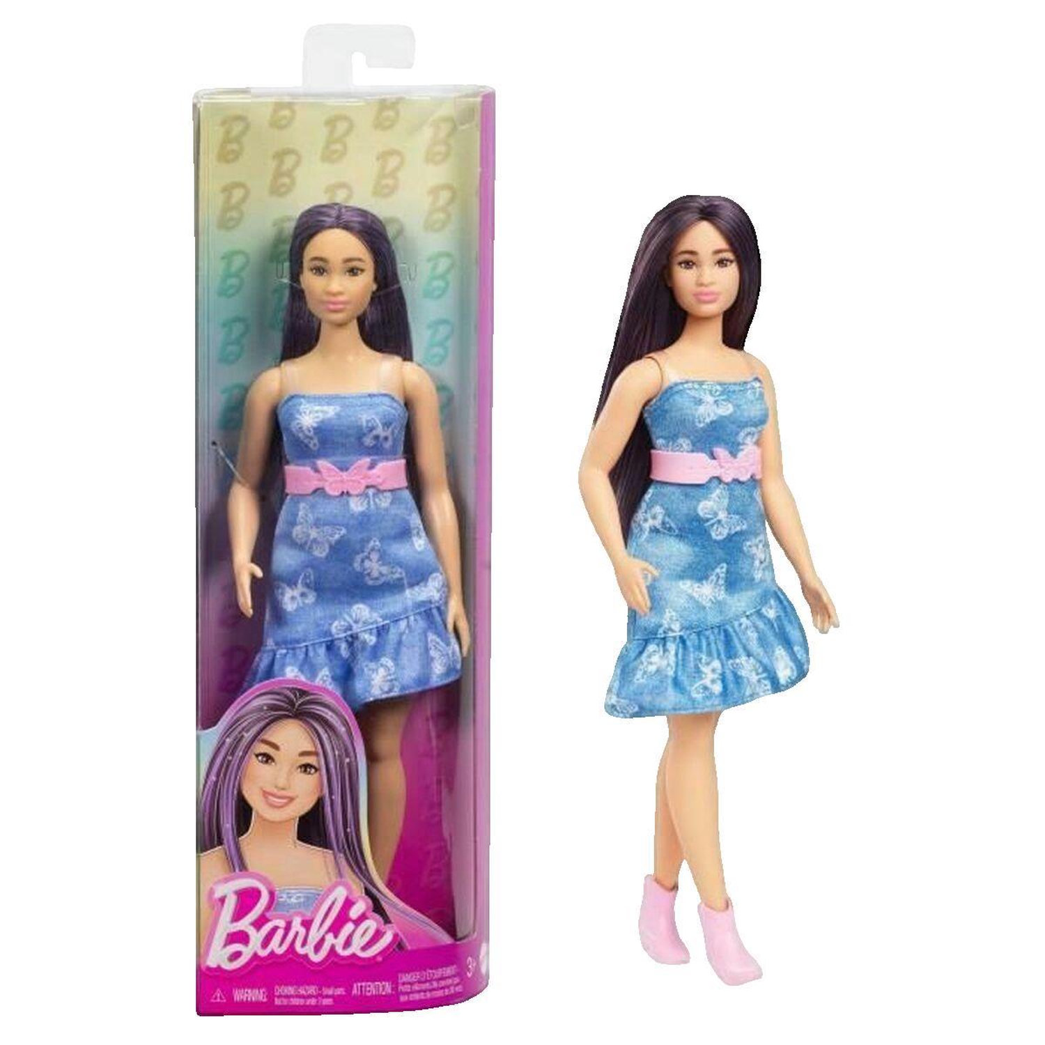 Poupée Barbie Fashionistas robe bleu azur ornée de papillons blancs