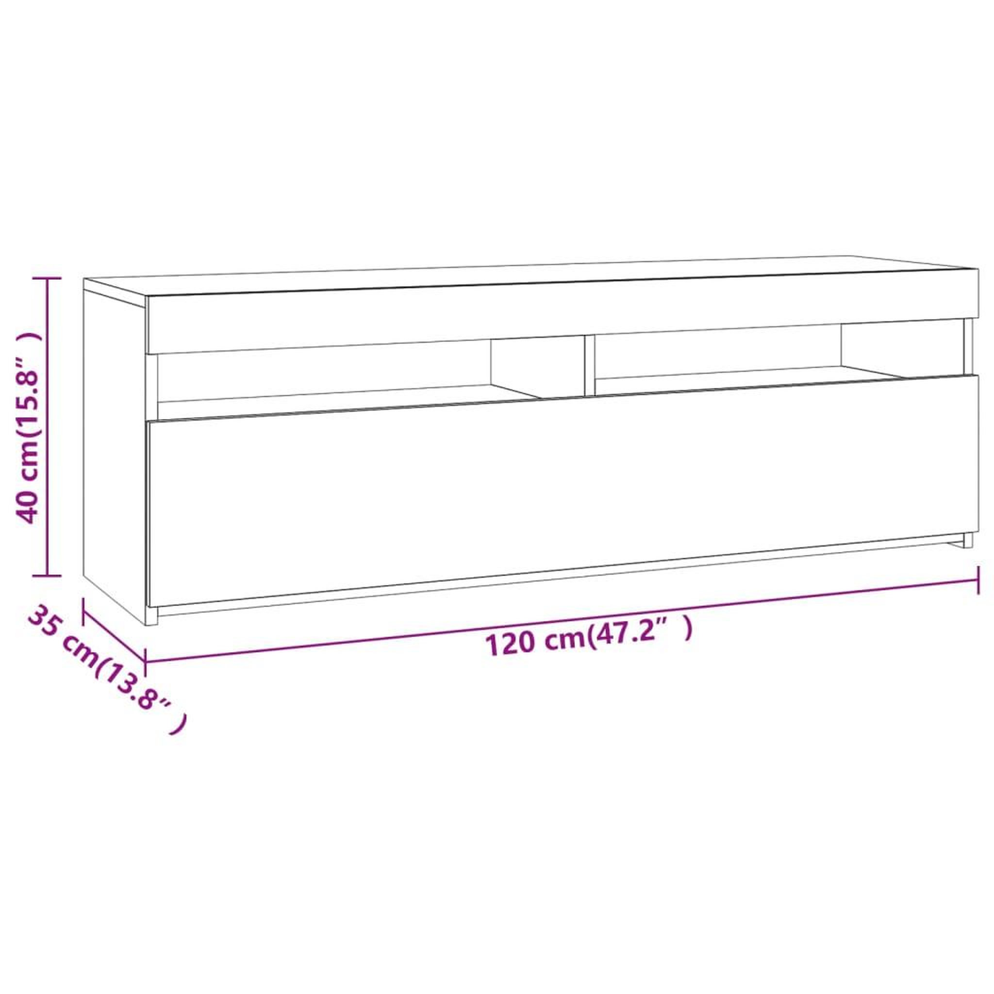 Voir la diapositive 6 : VIDAXL Meuble TV avec lumieres LED sonoma gris 120x35x40 cm