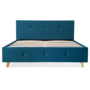 Voir la diapositive 3 : ID MARKET Lit coffre double scandinave LULEA avec tête de lit et sommier 140 x 190 cm tissu bleu canard