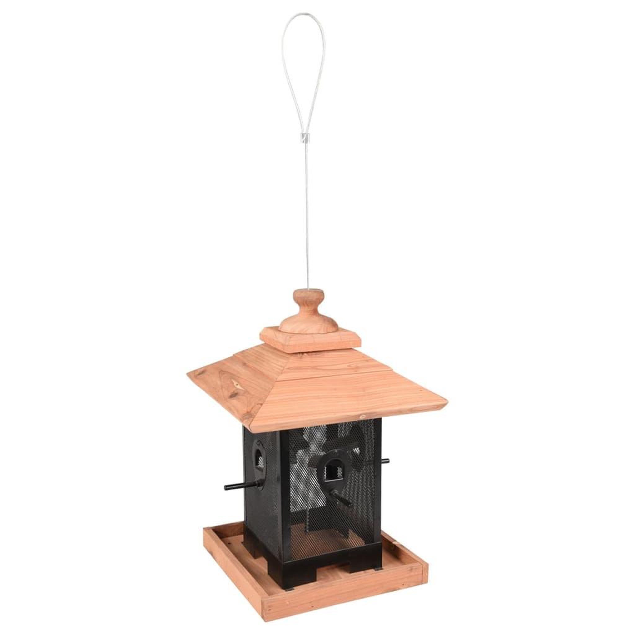 Voir la diapositive 1 : Flamingo FLAMINGO Silo pour mangeoire a oiseaux Zulma 22 cm Bois Noir et marron
