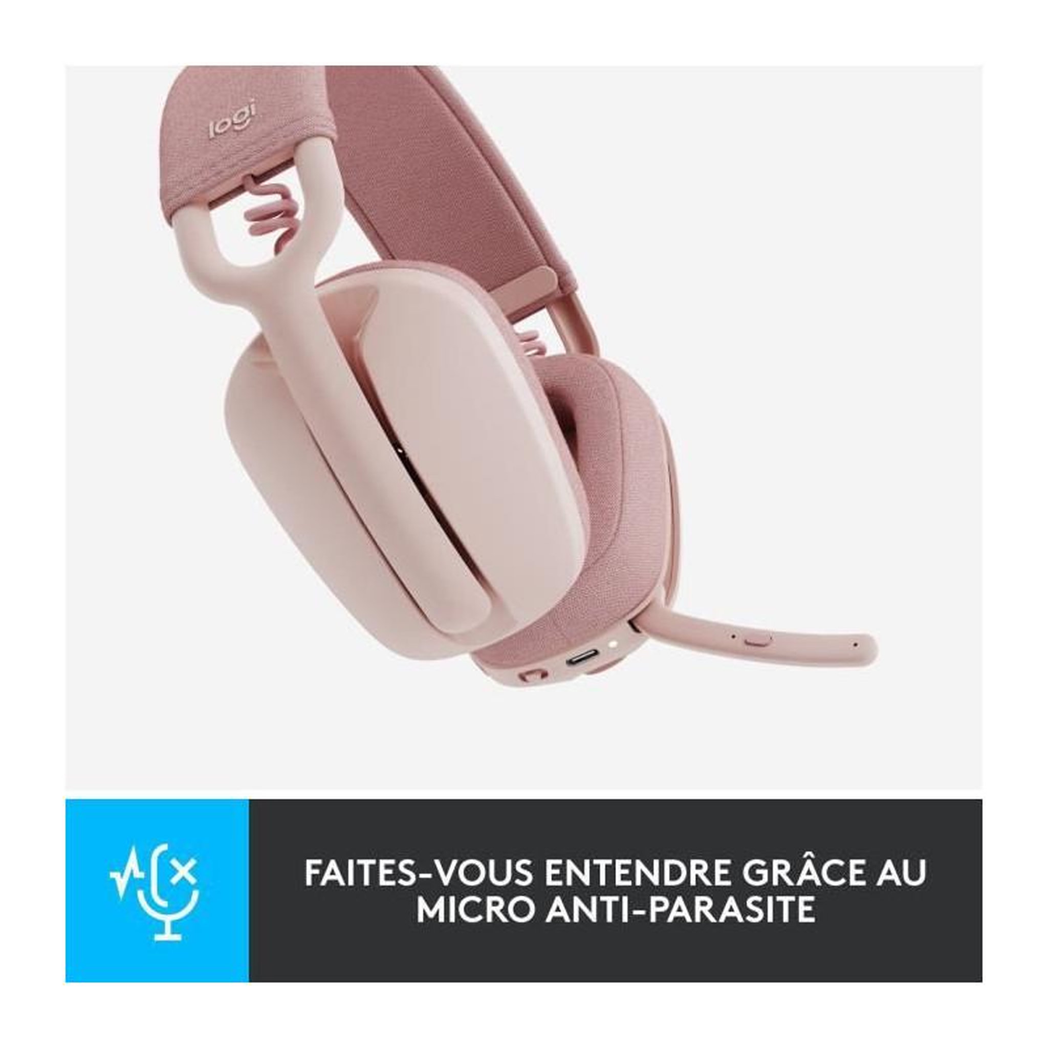 Voir la diapositive 3 : Logitech Logitech - Casque d'écoute léger sans fil avec Micro anti-bruit de fond - Zone Vibe 100 - Rose