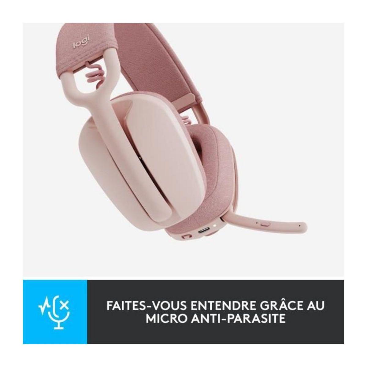 Logitech Logitech - Casque d'écoute léger sans fil avec Micro anti-bruit de fond - Zone Vibe 100 - Rose