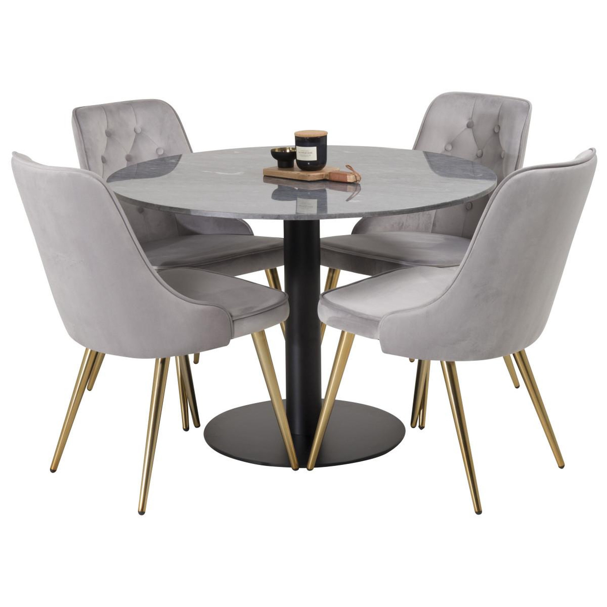 Voir la diapositive 5 : Paris Prix Ensemble table à manger & 4 chaises  estelle i & deluxe ii  106cm gris foncé & gris