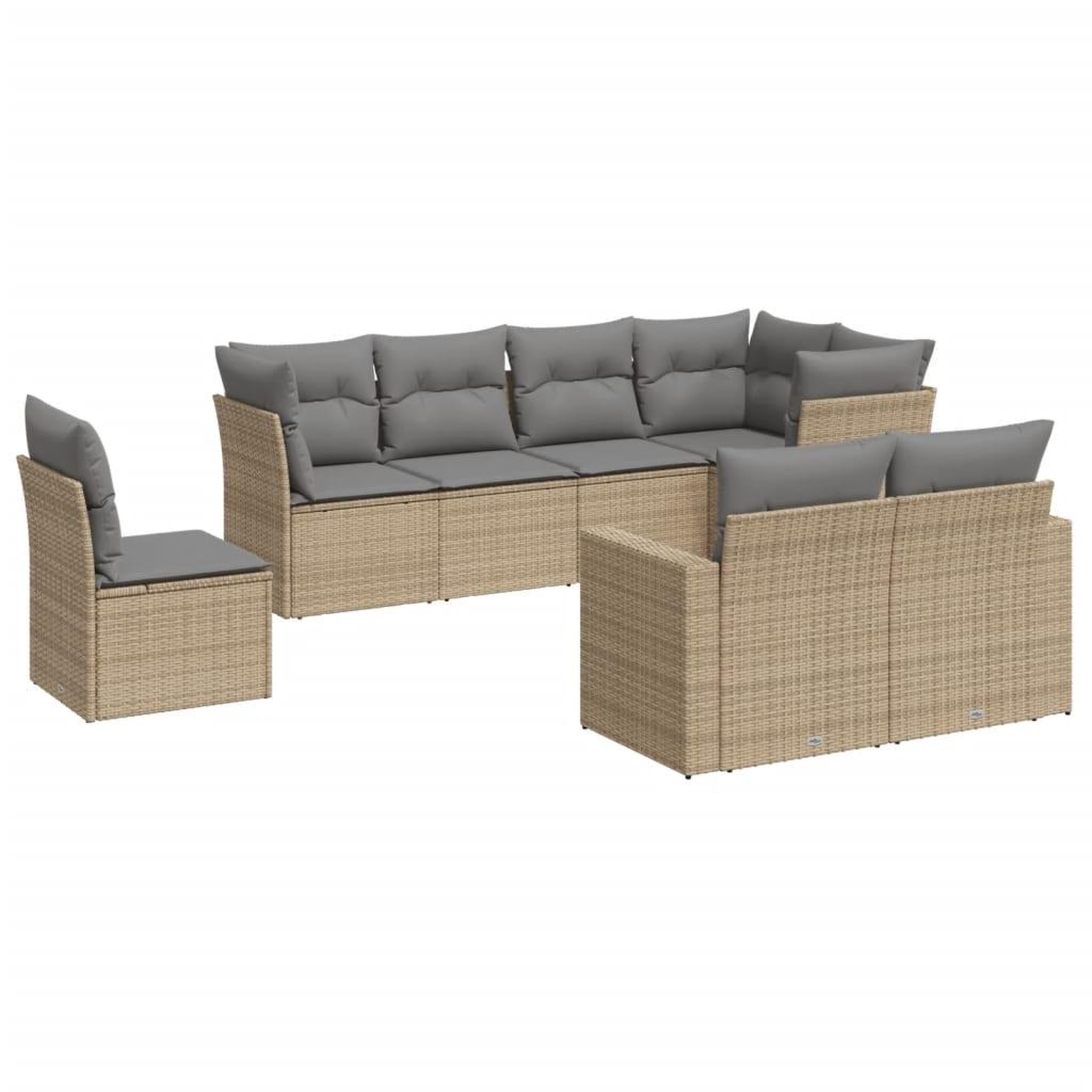 Voir la diapositive 2 : VIDAXL Salon de jardin avec coussins 8 pcs beige resine tressee