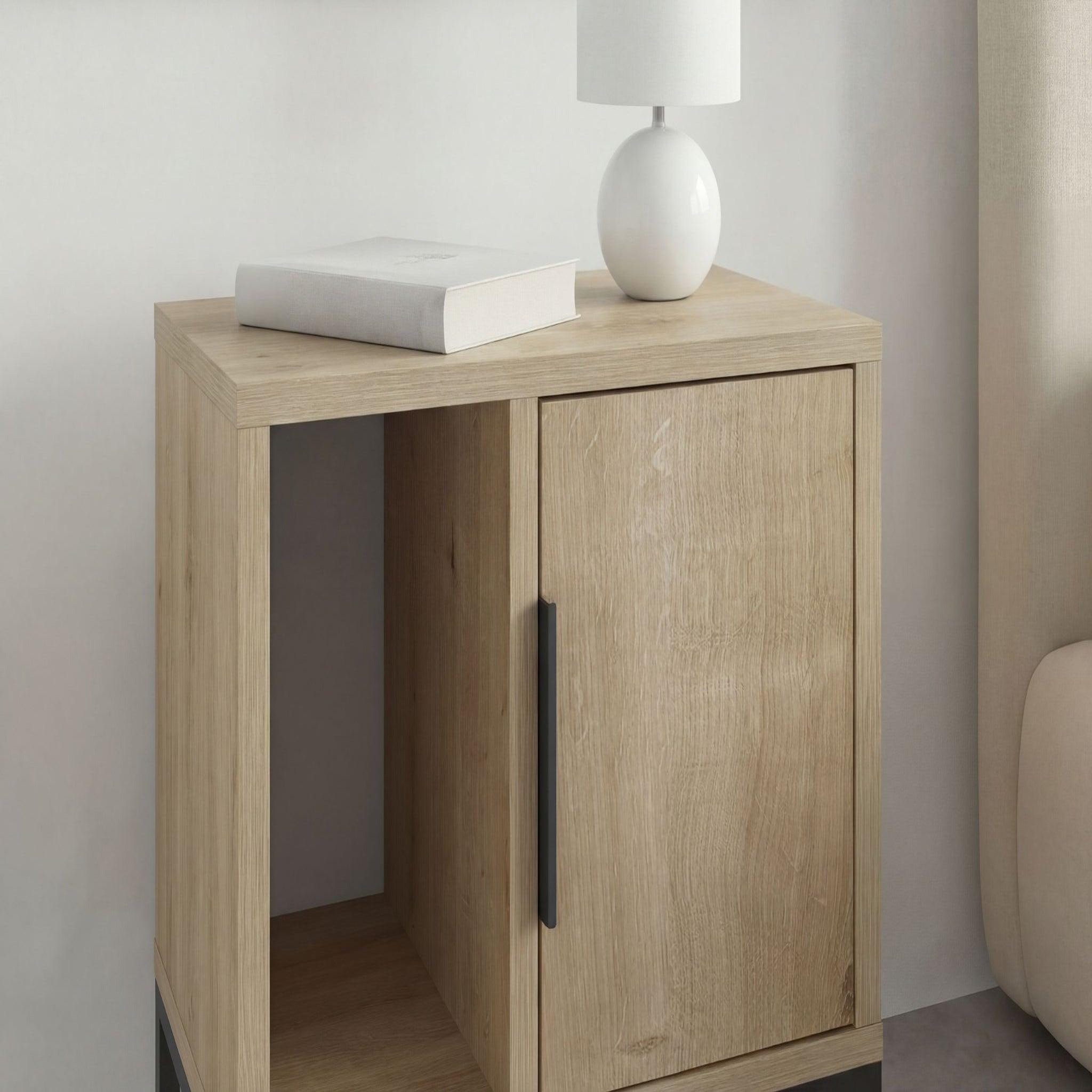 Voir la diapositive 5 : CASANOVA PARIS Marta - table de chevet 45cm en mélamine - chêne clair