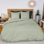 Home collection Parure de couette 100% percale de coton 65fils. Coloris disponibles : Bleu, Blanc, Rose, Vert