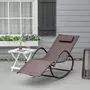 OUTSUNNY Chaise longue à bascule rocking chair design contemporain dim. 160L x 61l x 79H cm métal textilène brun
