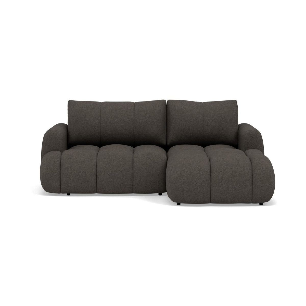 BEST MOBILIER Yulin - canapé d'angle droit 4 places convertible avec coffre en tissu bouclette