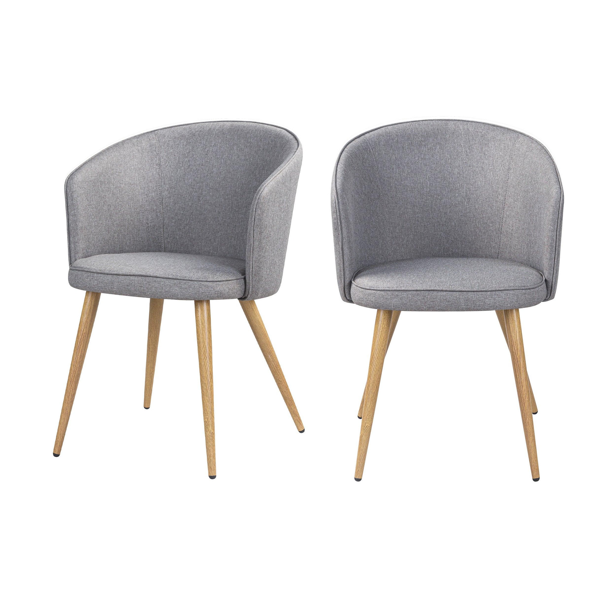 MAISON PAVANE Lot de 2 chaises en tissu gris clair et pieds en métal-chiara