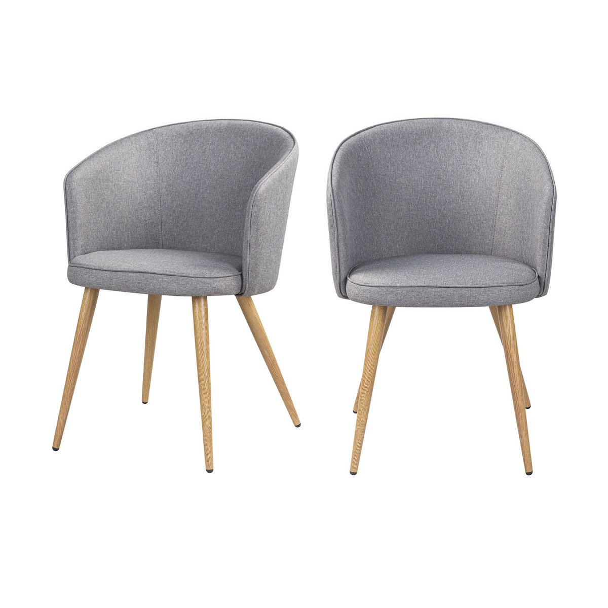 Rendez vous déco Lot de 2 chaises en tissu gris clair et pieds en métal-Chiara