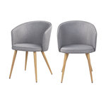 Rendez vous déco Lot de 2 chaises en tissu gris clair et pieds en métal-Chiara