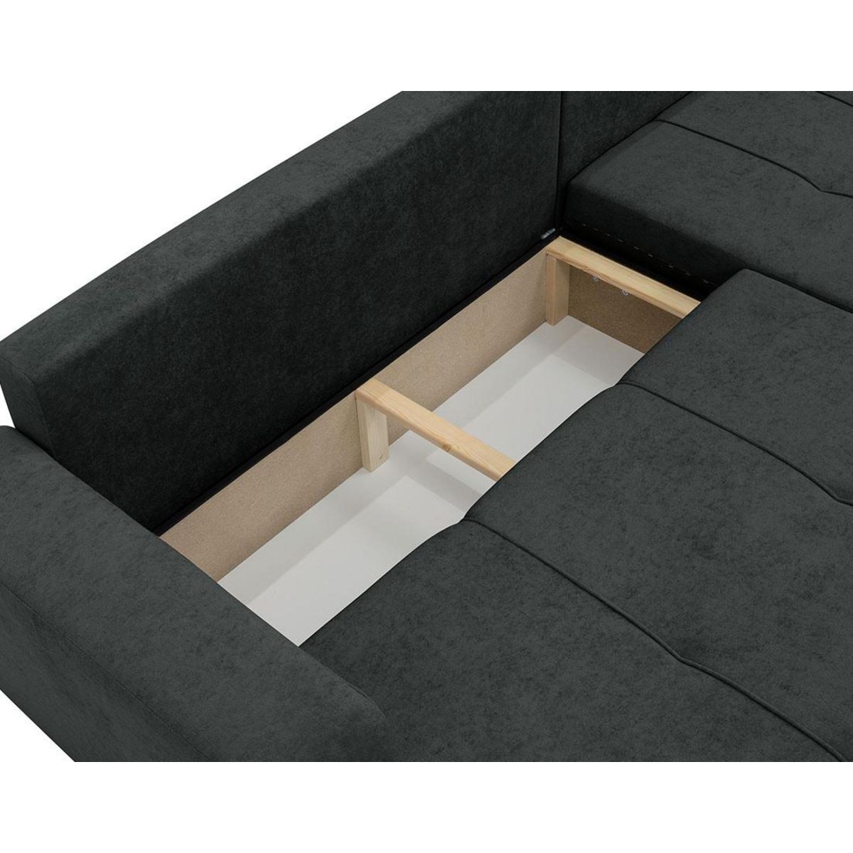 BEST MOBILIER Nicole - canapé d'angle réversible 5 places convertible avec coffre en tissu