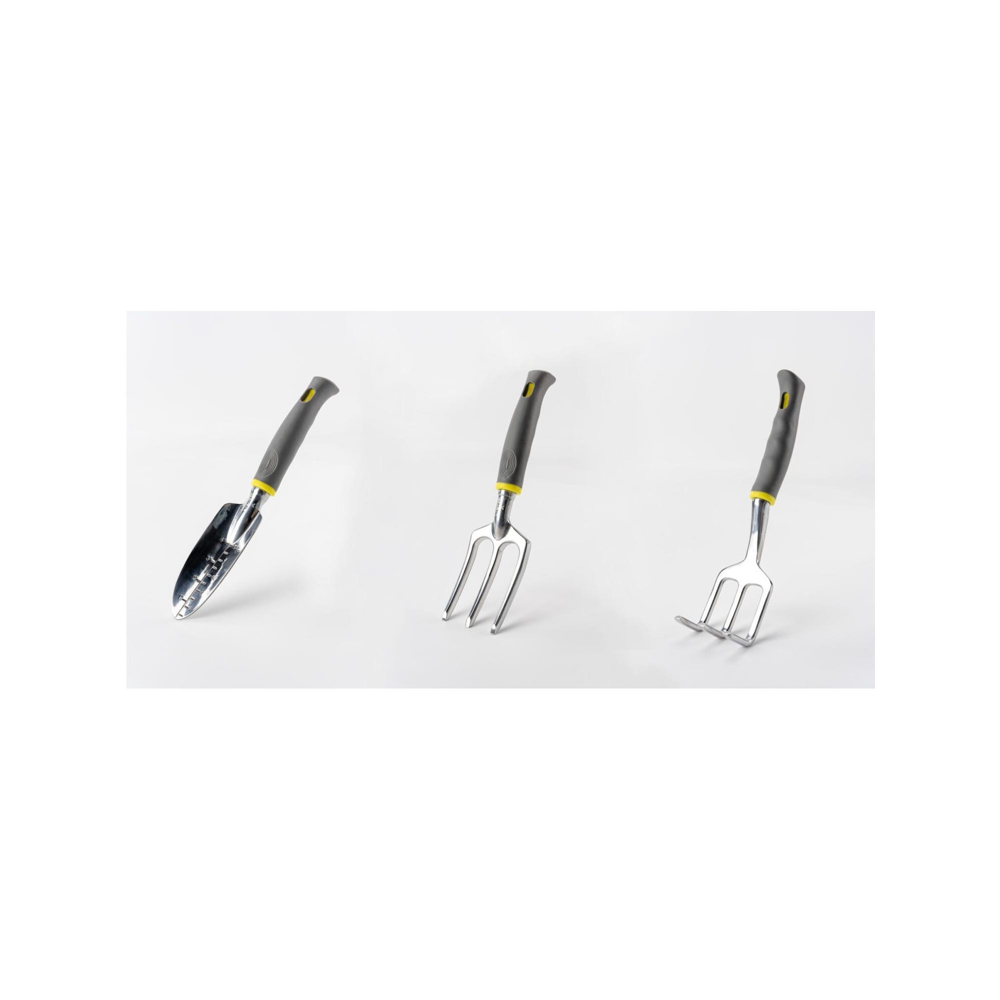 SUAN Lot de 3 outils de jardin - Suan - Fourche, râteau à fleurs et transplantoir - En aluminium
