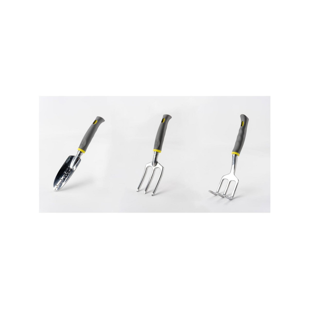 SUAN Lot de 3 outils de jardin - Suan - Fourche, râteau à fleurs et transplantoir - En aluminium