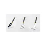 SUAN Lot de 3 outils de jardin - Suan - Fourche, râteau à fleurs et transplantoir - En aluminium