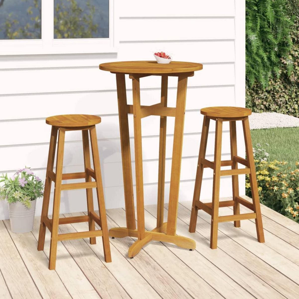 VIDAXL Table de bar de jardin Ø60x105 cm Bois d'acacia solide