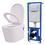 VIDAXL Toilette murale avec reservoir cache Ceramique Blanc
