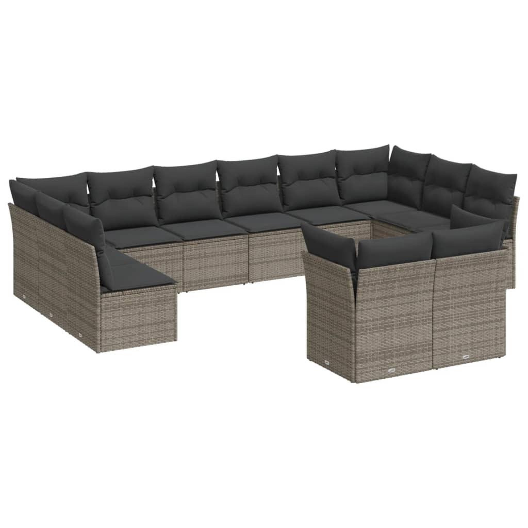 Voir la diapositive 2 : VIDAXL Salon de jardin avec coussins 12 pcs gris resine tressee