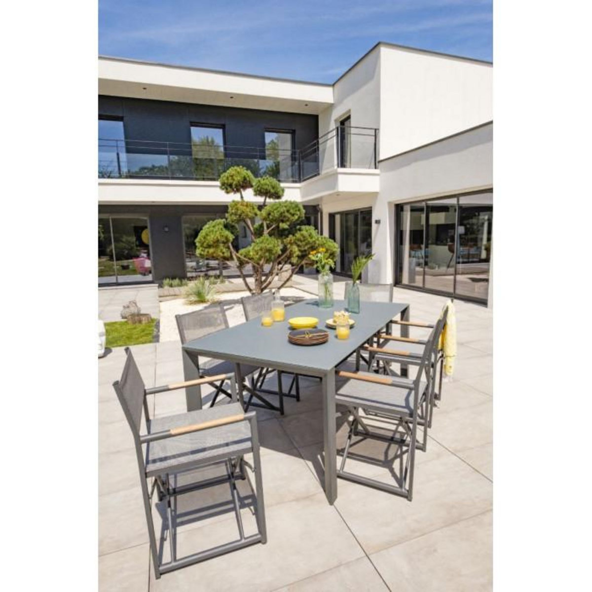 Paris Prix Fauteuil de Jardin Pliant  Honfleur  88cm Gris Anthracite