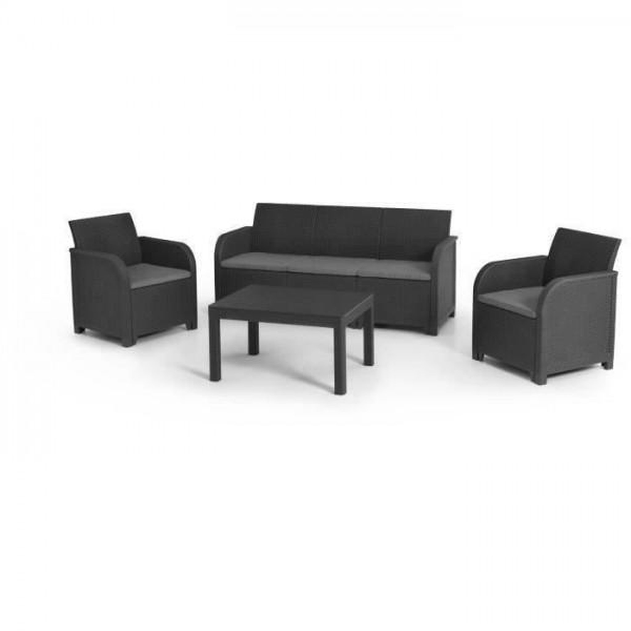 ALLIBERT by KETER Salon de jardin - en résine imitation rotin tressé - Allibert by KETER - 5 personnes - SanRemo - Gris graphite