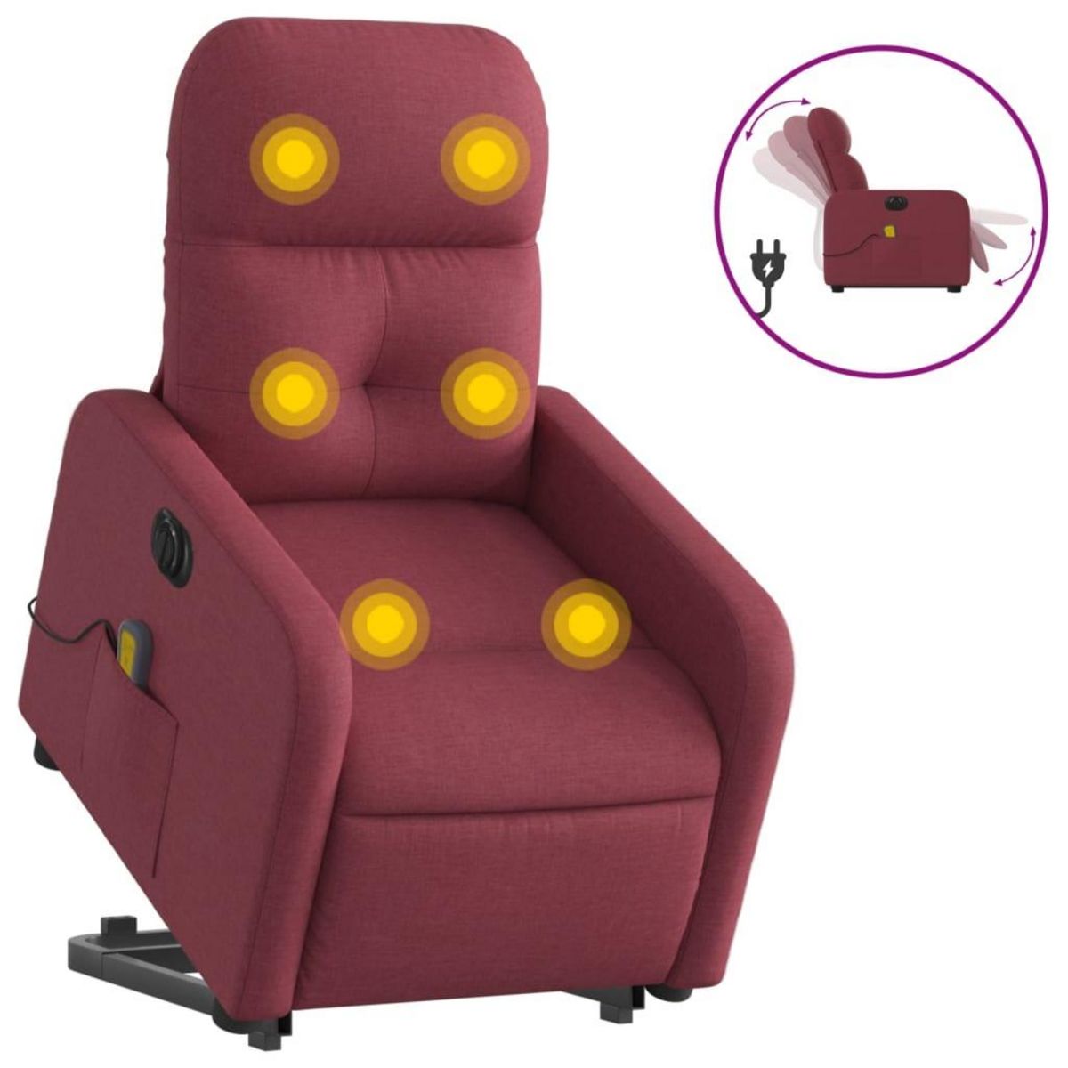 VIDAXL Fauteuil inclinable de massage electrique Rouge bordeaux Tissu