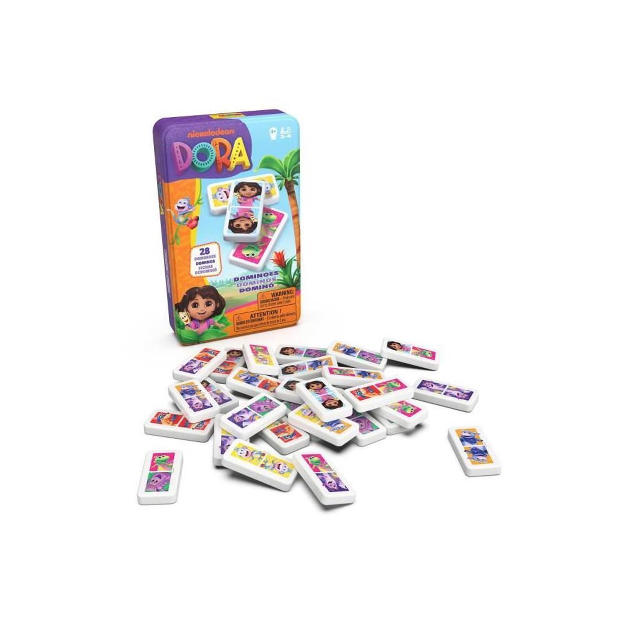 Voir la diapositive 3 : Spin Master Dominos - Boite métal - Dora - Games