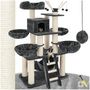 Voir la diapositive 1 : tectake Arbre à chat 195 cm avec griffoir et plateforme d'escalade gris/blanc