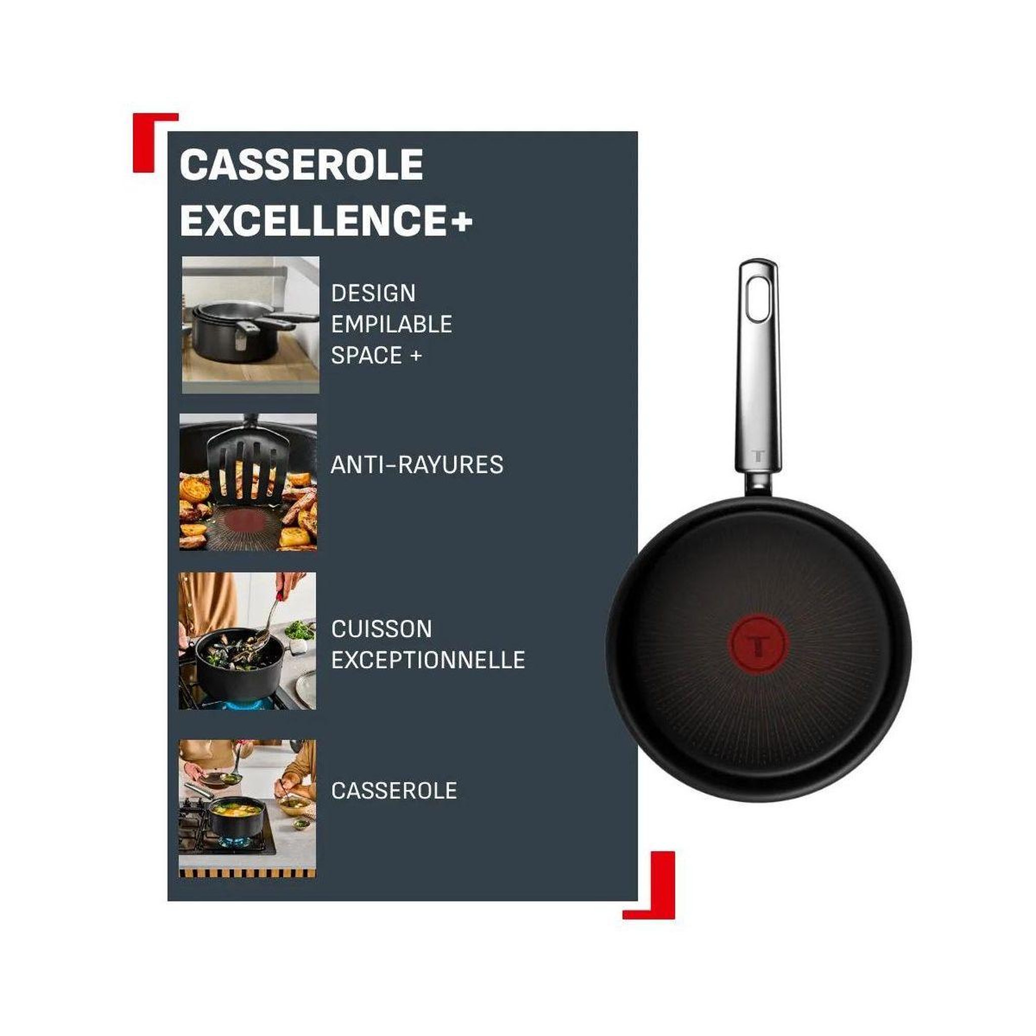 Voir la diapositive 2 : TEFAL Casserole 20 cm excellence +