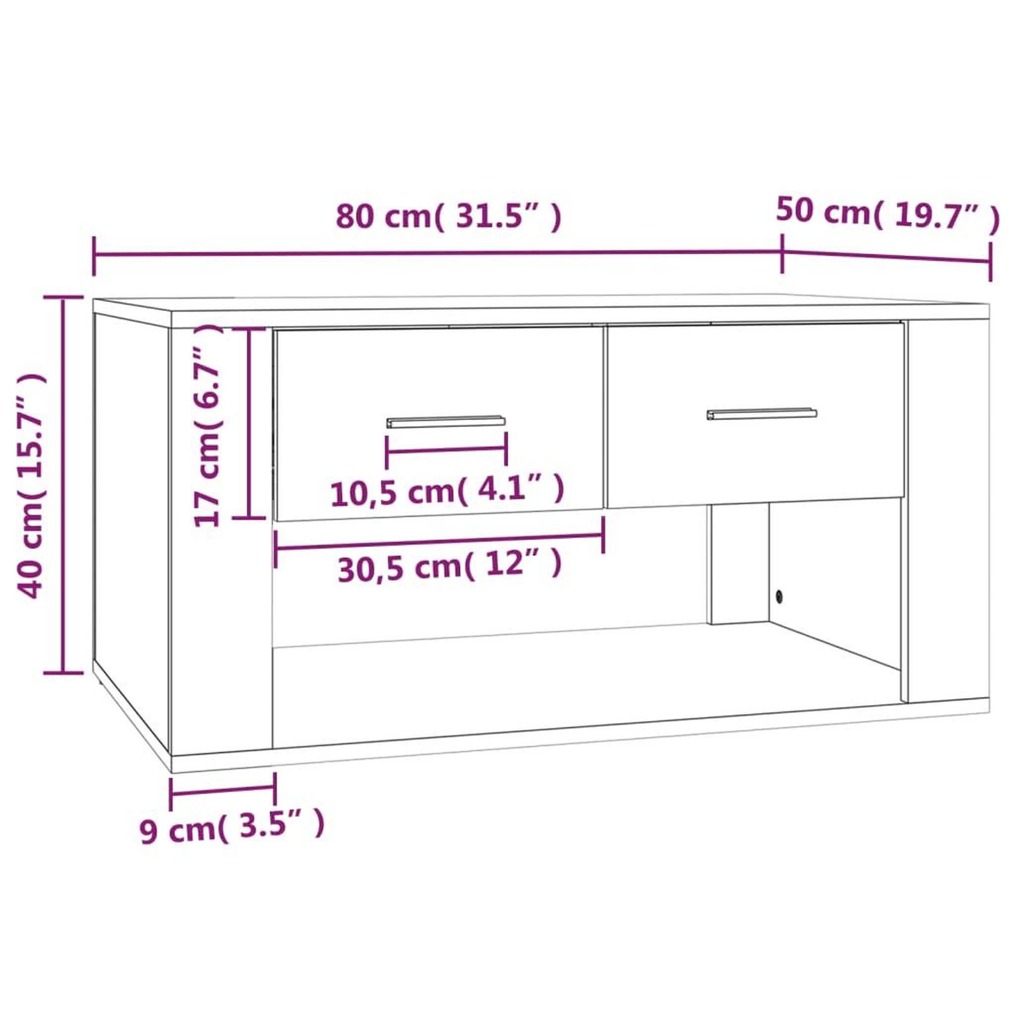 Voir la diapositive 6 : VIDAXL Table basse Chene marron 80x50x40 cm Bois d'ingenierie