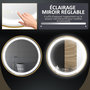 Voir la diapositive 6 : KLEANKIN Miroir rond LED tactile salle de bain dia. 60 cm - 3 couleurs température, affichage heure - alu doré