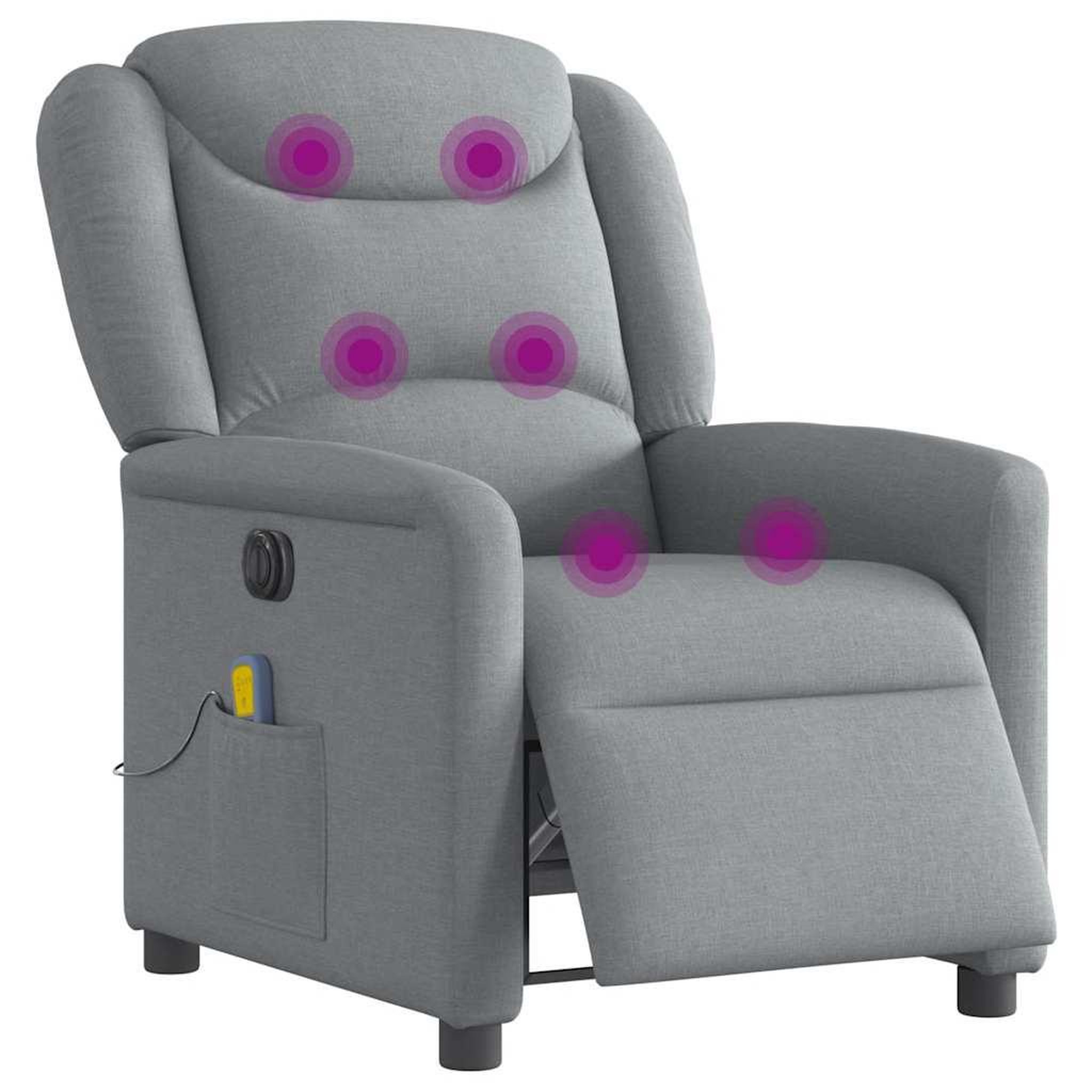 Voir la diapositive 3 : VIDAXL Fauteuil de massage inclinable electrique gris clair tissu