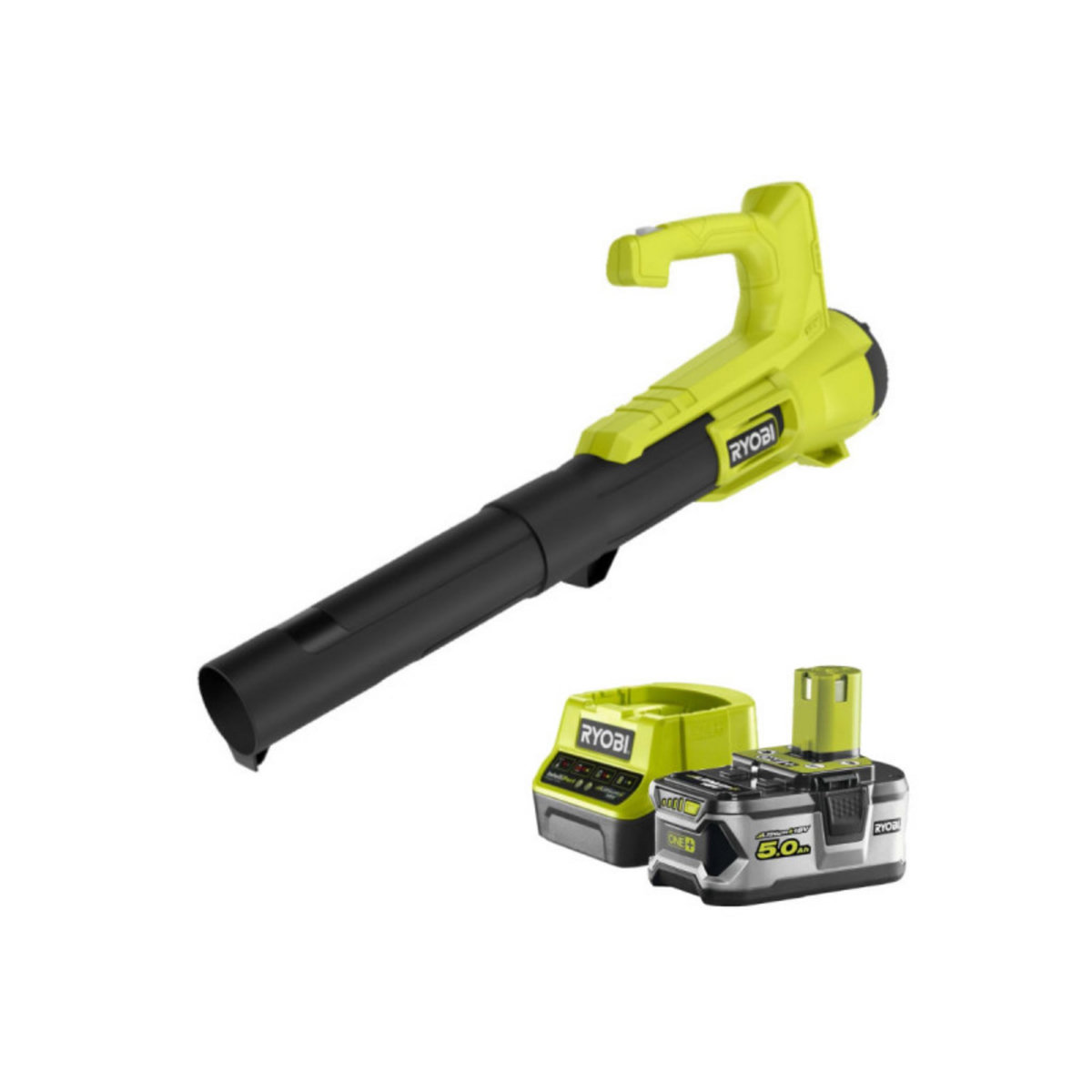Ryobi Pack RYOBI Souffleur 18V One+ Turbo jet RY18BLA-0 - 1 Batterie 5.0Ah - 1 Chargeur rapide RC18120-150